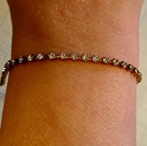 Gold Crystal Tennis Bracelet - Women Jewelry